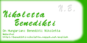 nikoletta benedikti business card